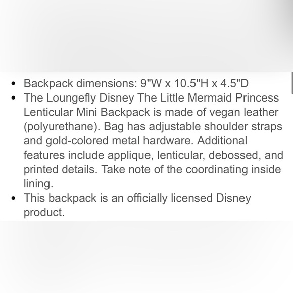 Loungefly Disney Little Mermaid Lenticular mini Backpack - Picture 14 of 15
